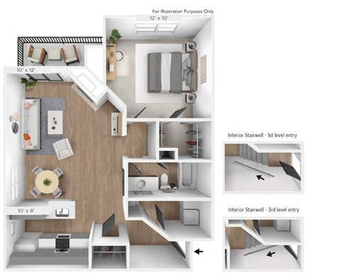 1 bedroom 1 bathroom Floor plan A at Sundance Apartments, Indianapolis, IN